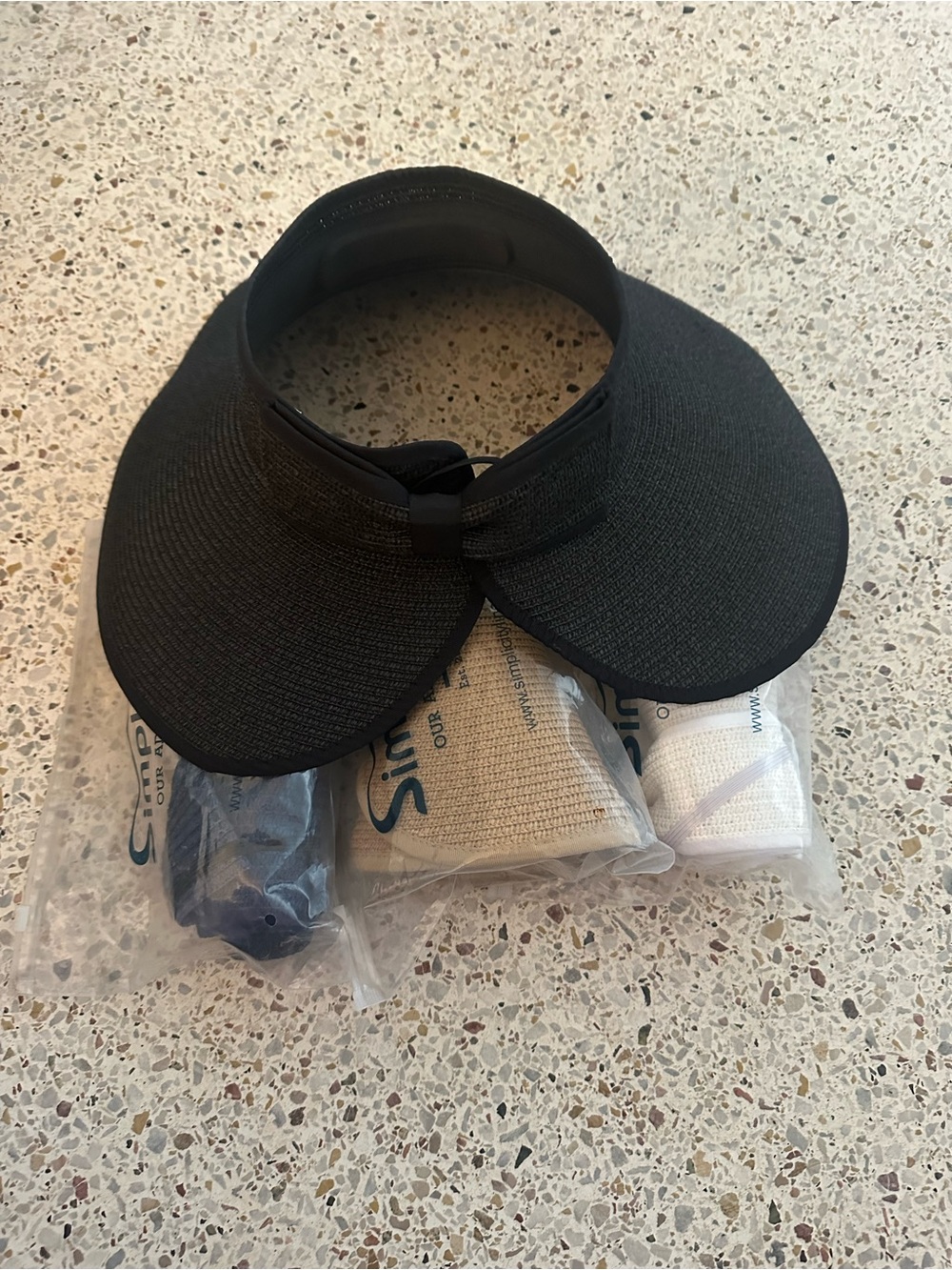 Women's Sun Hat Visors, Packable Roll-up Black, White, Navy, Tan - LOT OF FOUR!